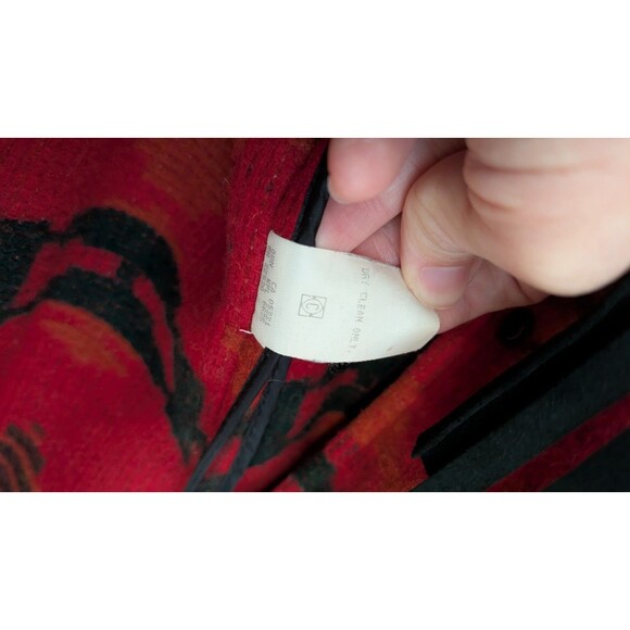 Vintage 90s Woolrich Womens Southwest Wool Trench Coat Large Aztec Long Duster - Picture 9 of 12